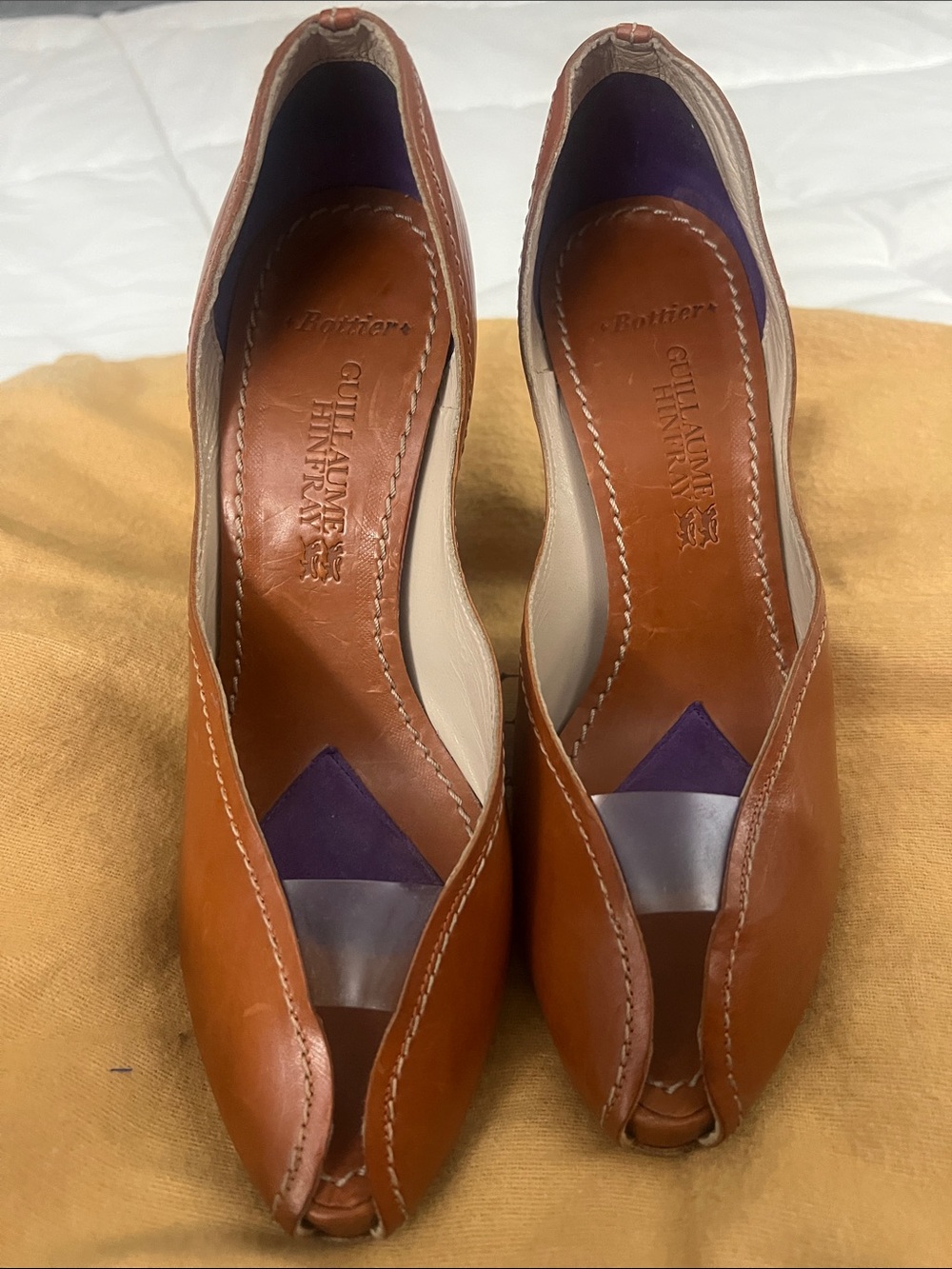Guillaume Hinfray Women’s Brown Leather Peep-Toe Heels